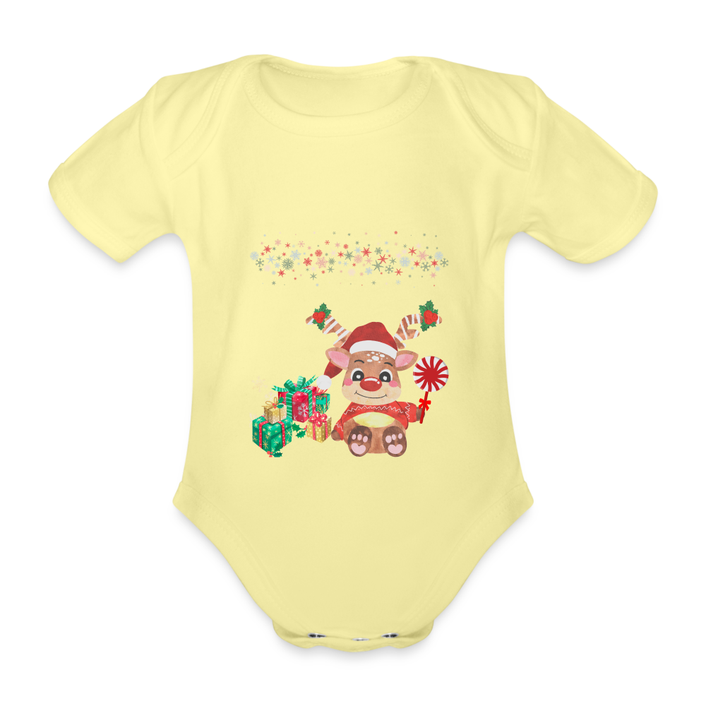 Bio Kurzärmeliger Baby Body - washed yellow