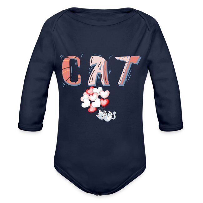 "CAT" Baby Bio-Langarm-Body mit liebevoll erstelltem Design