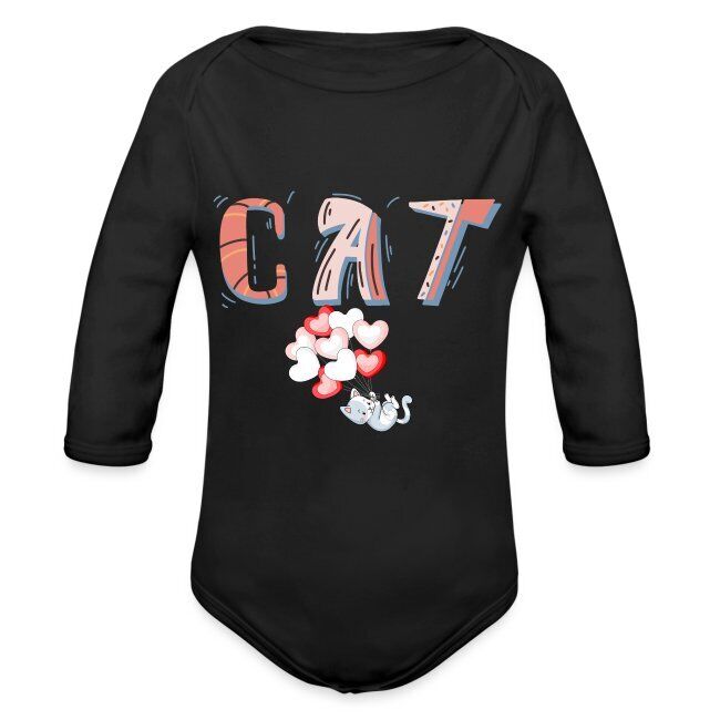 "CAT" Baby Bio-Langarm-Body mit liebevoll erstelltem Design