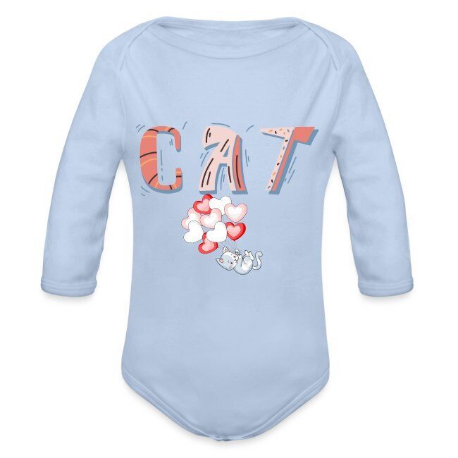 "CAT" Baby Bio-Langarm-Body mit liebevoll erstelltem Design