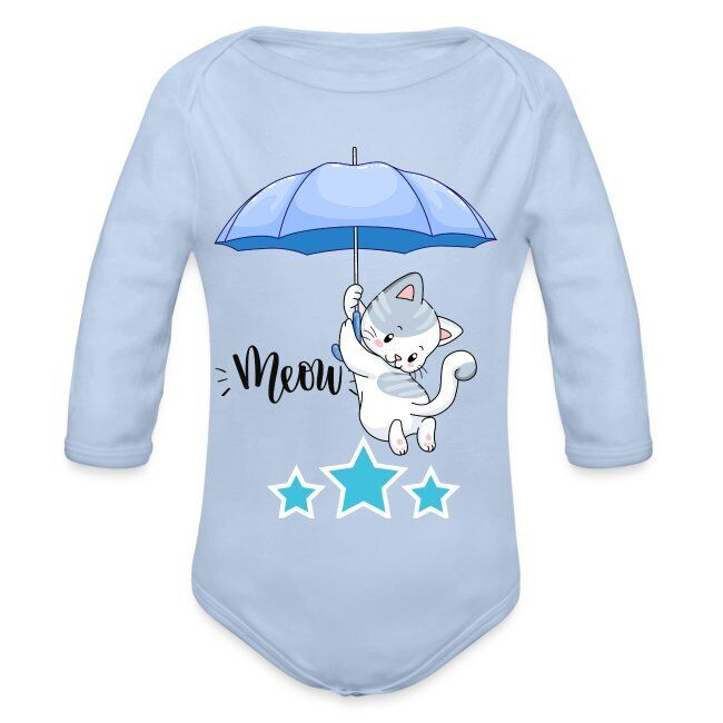 "Meow" Baby Bio-Langarm-Body mit liebevoll erstelltem Design