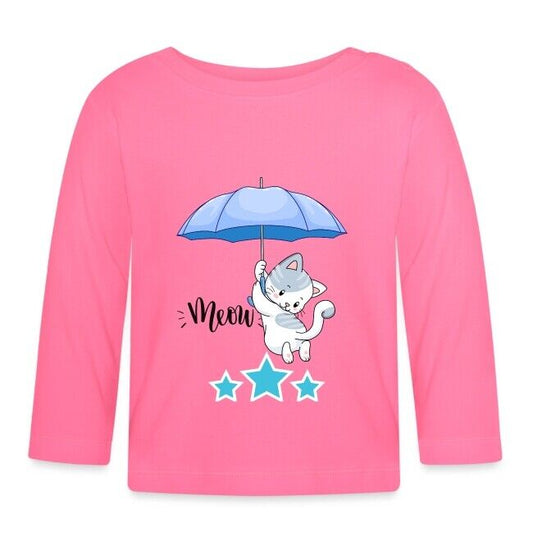 "Meow" Kinder / Baby Bio  Langarmshirt  mit liebevoll selbst erstelltem Design