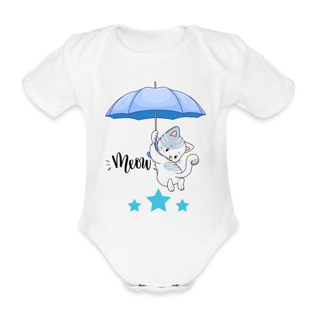 "Meow" Baby Bio-Kurzarm-Body mit liebevoll erstelltem Design