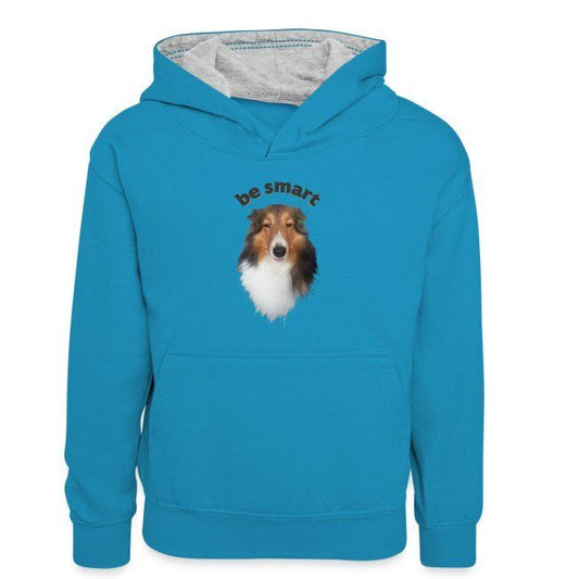 "Be Smart" Kinder Kontrast Hoodie mit liebevollem Hundedesign