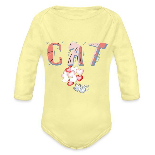 "CAT" Baby Bio-Langarm-Body mit liebevoll erstelltem Design