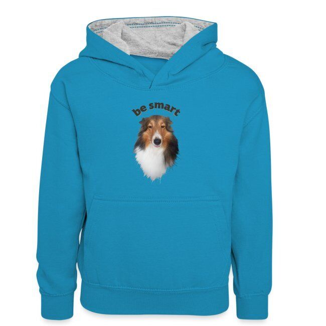 "Be Smart" Kinder Kontrast Hoodie mit liebevollem Hundedesign