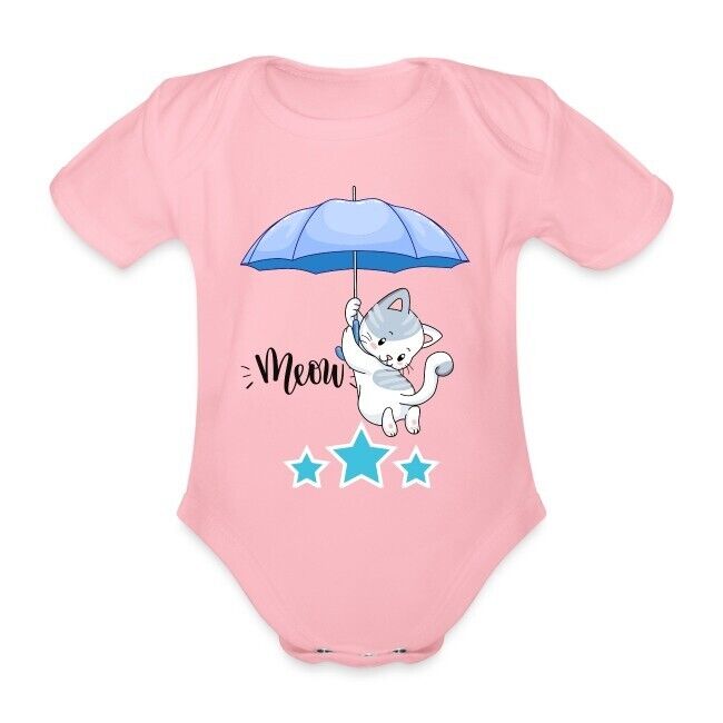 "Meow" Baby Bio-Kurzarm-Body mit liebevoll erstelltem Design