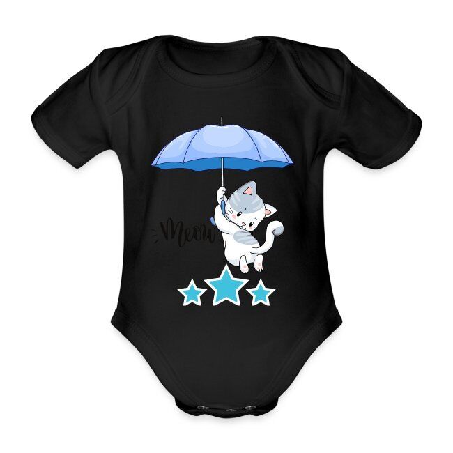 "Meow" Baby Bio-Kurzarm-Body mit liebevoll erstelltem Design