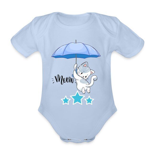 "Meow" Baby Bio-Kurzarm-Body mit liebevoll erstelltem Design