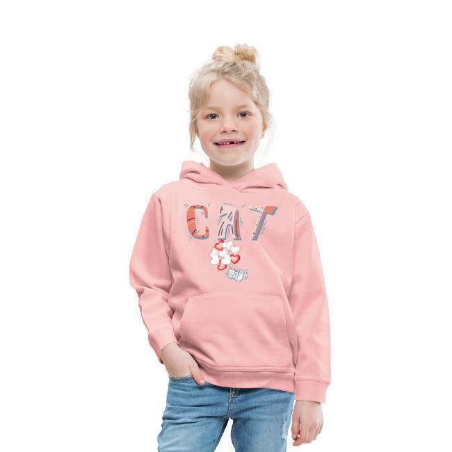 "CAT" Kinder Premium Hoodie mit liebevollem Katzendesign