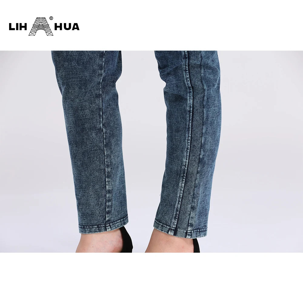 Frauen  Plus Größe Jeans Hose  Herbst Hohe Stretch Baumwolle