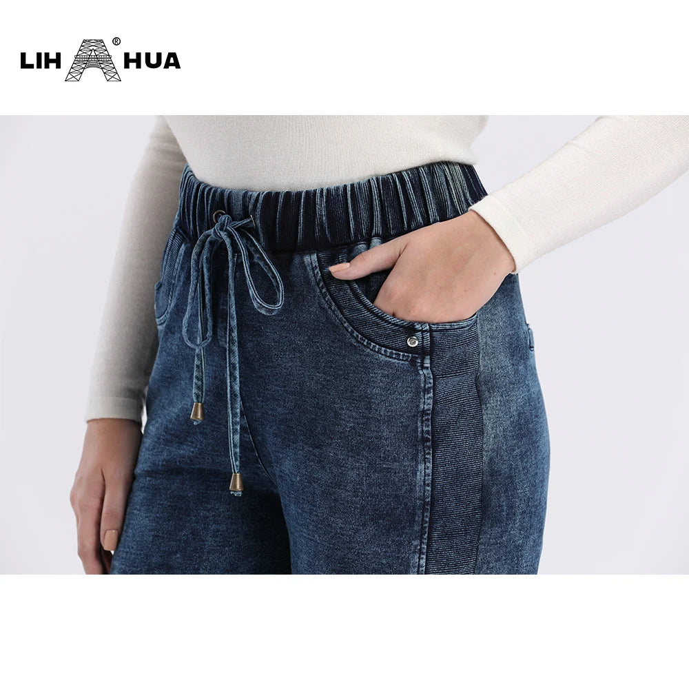 Frauen  Plus Größe Jeans Hose  Herbst Hohe Stretch Baumwolle