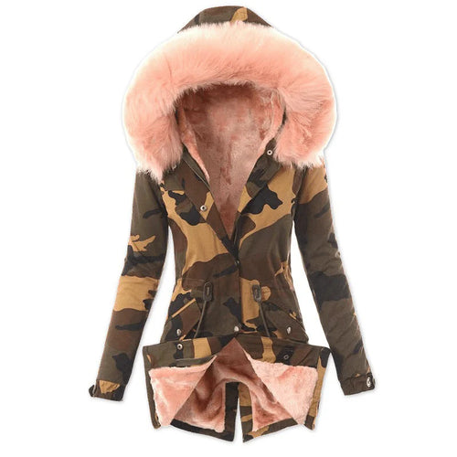 Fashion Winter Jacket Women Long Sleeve Hooded Pocket Thick Warm