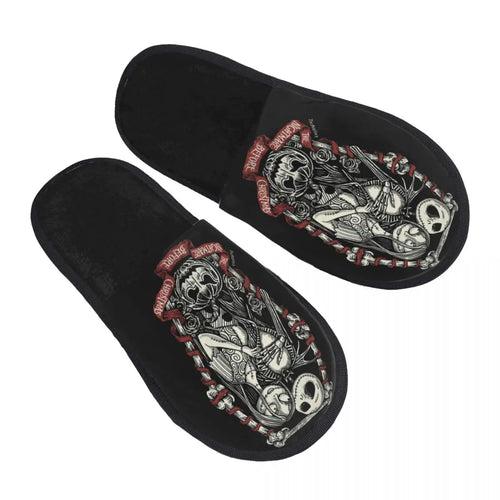 Custom Halloween Jack Skellington Cartoon House Slippers Women Cozy