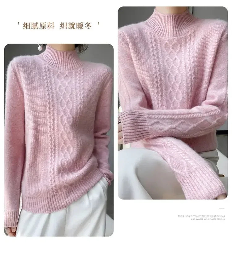 Damen-Rollkragenpullover aus 100% Kaschmir in großen Größen bis 6XL