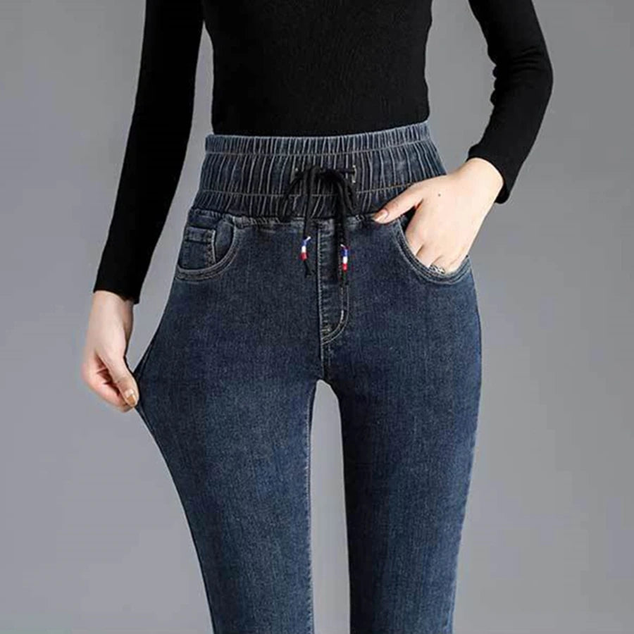 Oversize Klassische Stretch Dünne Jeans der Frauen Dünne Denim Hosen