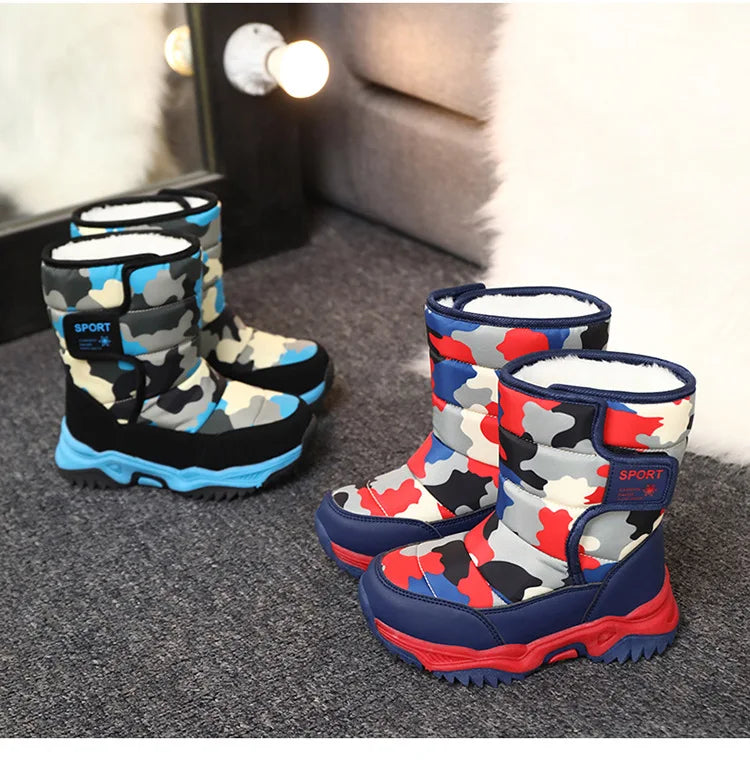 Winter Kinderschuhe mit  Plüsch  aus wasserdichten Stoff rutschfest!