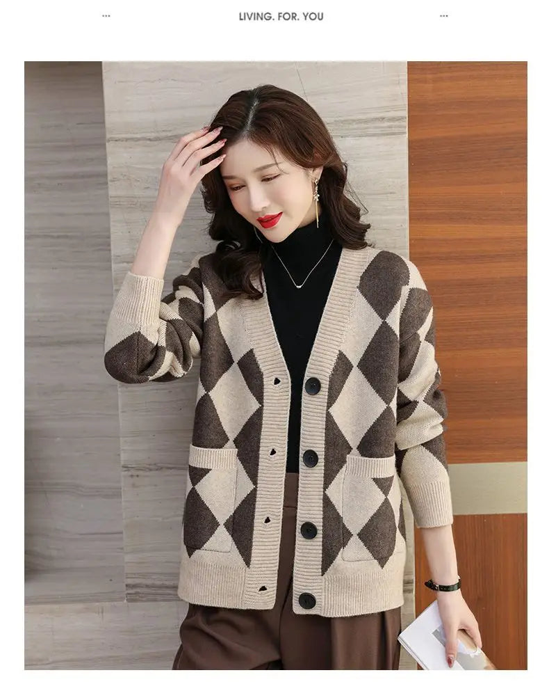 Spring Autumn New Long Sleeve Loose Vintage Cardigan