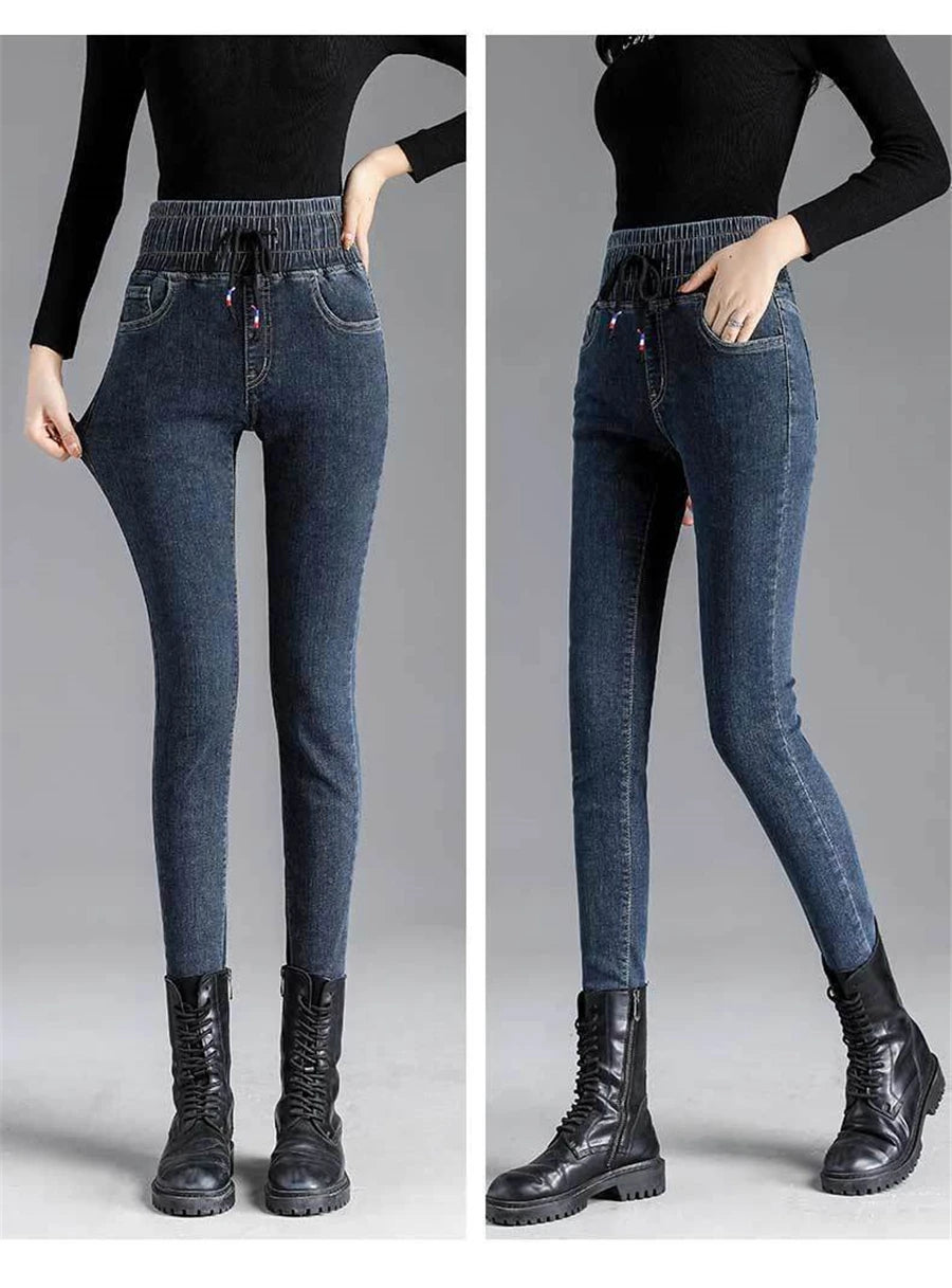 Oversize Klassische Stretch Dünne Jeans der Frauen Dünne Denim Hosen