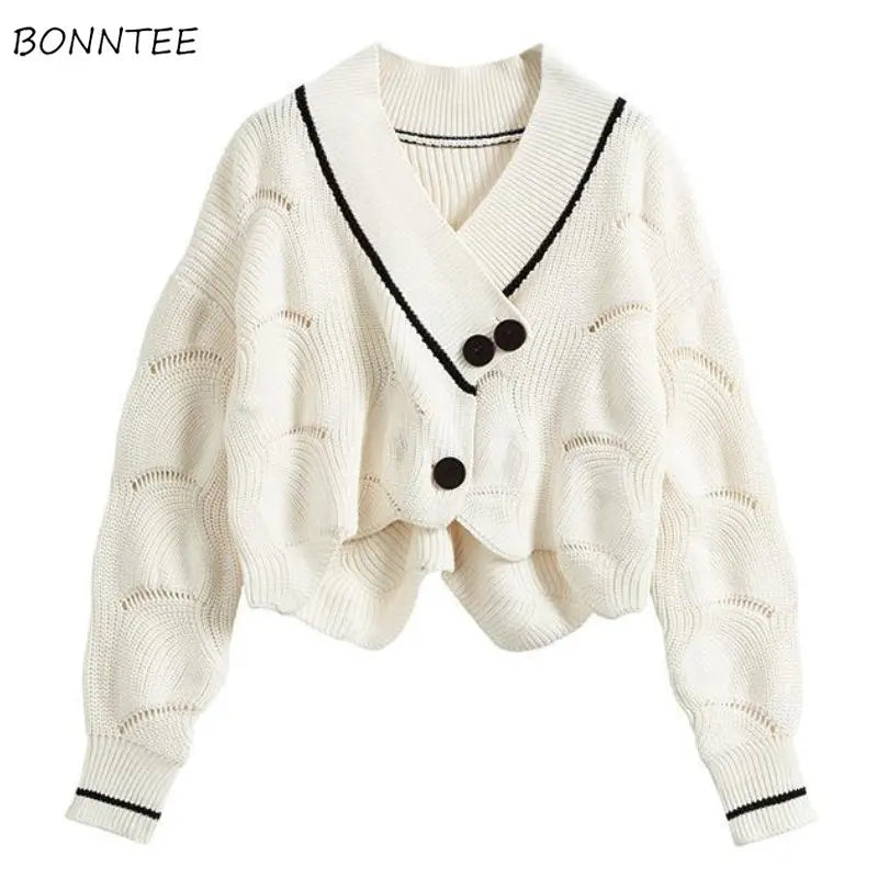 Cropped Cardigan Women White Designer Sweet Knitwear