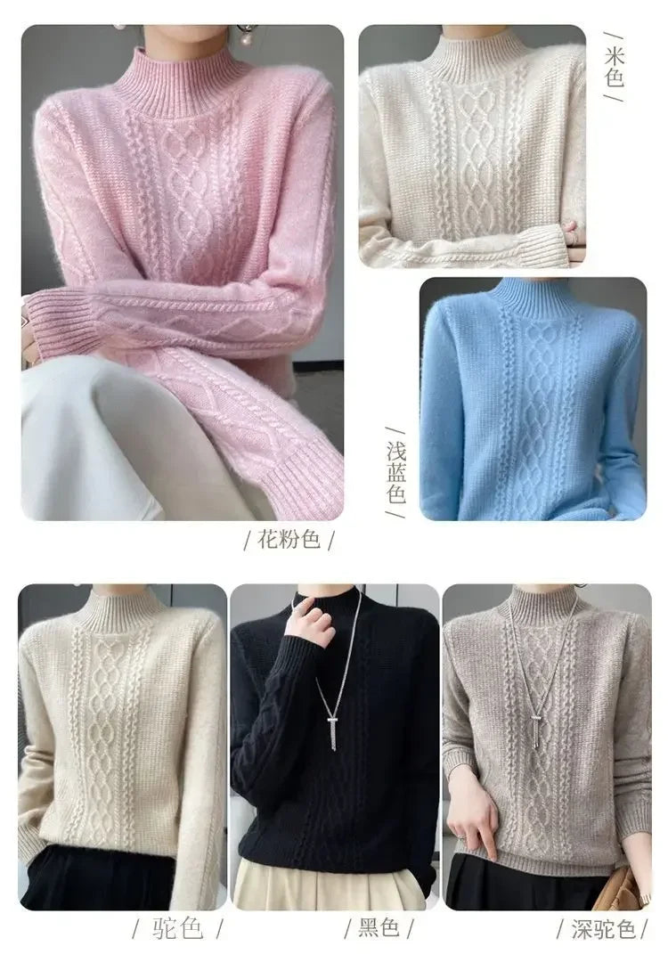 Damen-Rollkragenpullover aus 100% Kaschmir in großen Größen bis 6XL