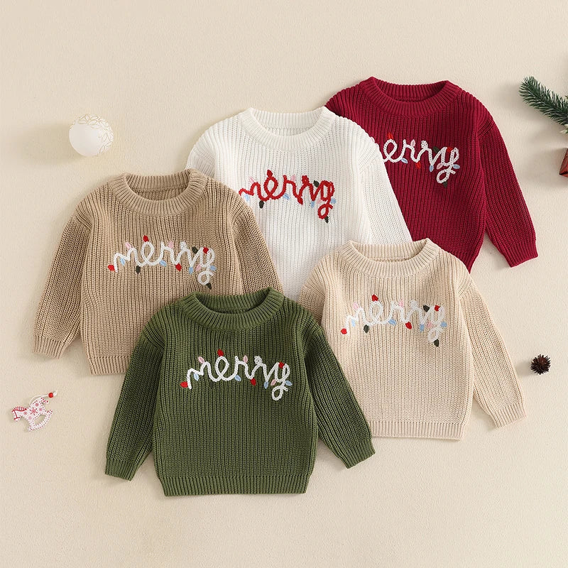 Winter Baby Girls Boys Christmas Sweaters Kids Knitted Pullover Tops