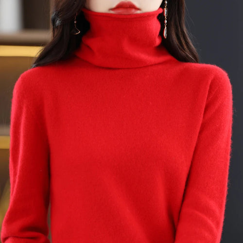 100% Merino Wool Turtleneck Pullover Knitwear Women's New Autumn And