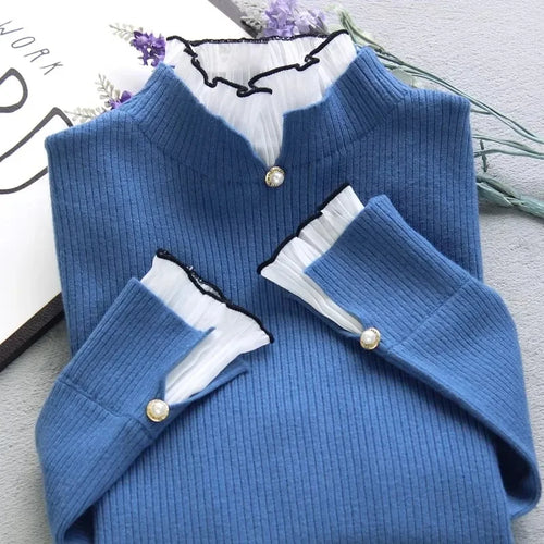 Spring Autumn Cashmere Sweater Women's Knitted Sweater Half High