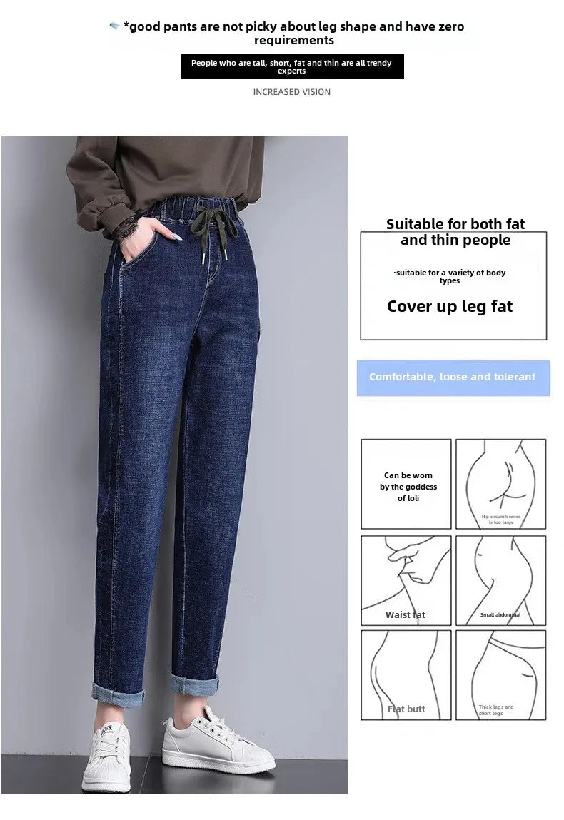 Elastische Taille Plus Größe Frauen Jeans Birne Form