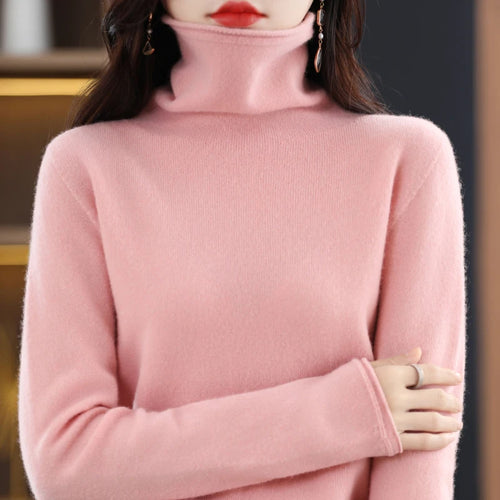 100% Merino Wool Turtleneck Pullover Knitwear Women's New Autumn And