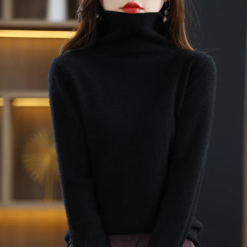 100% Merino Wool Turtleneck Pullover Knitwear Women's New Autumn And