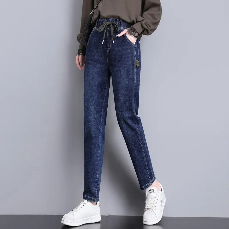 Elastische Taille Plus Größe Frauen Jeans Birne Form