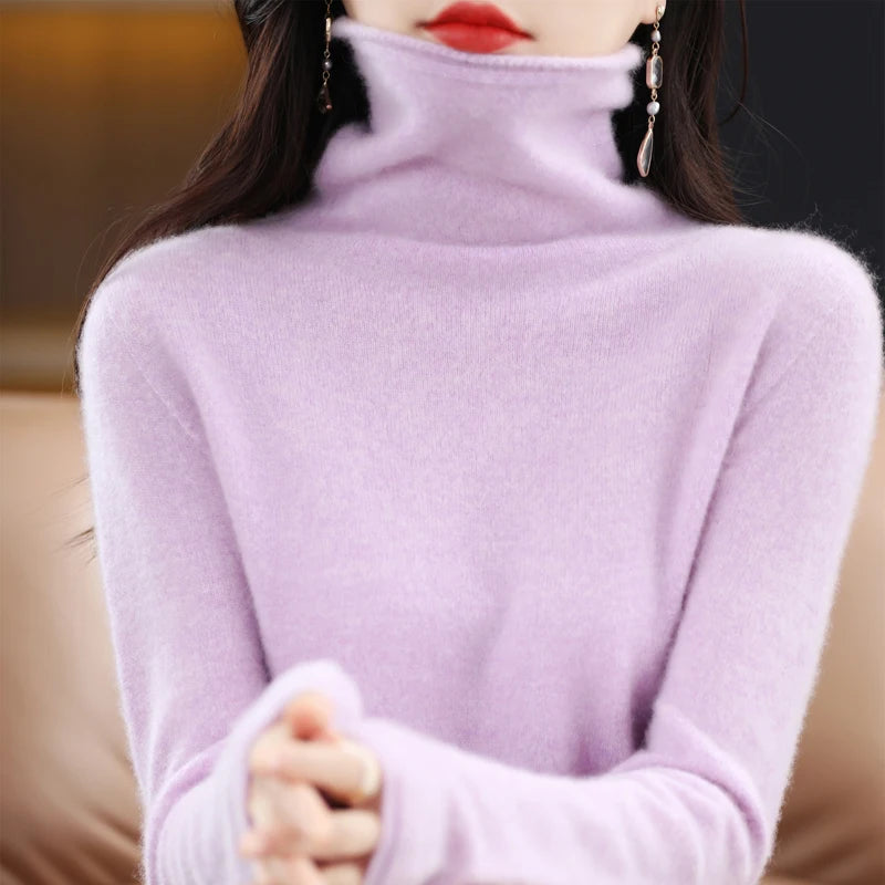 100% Merino Wool Turtleneck Pullover Knitwear Women's New Autumn And