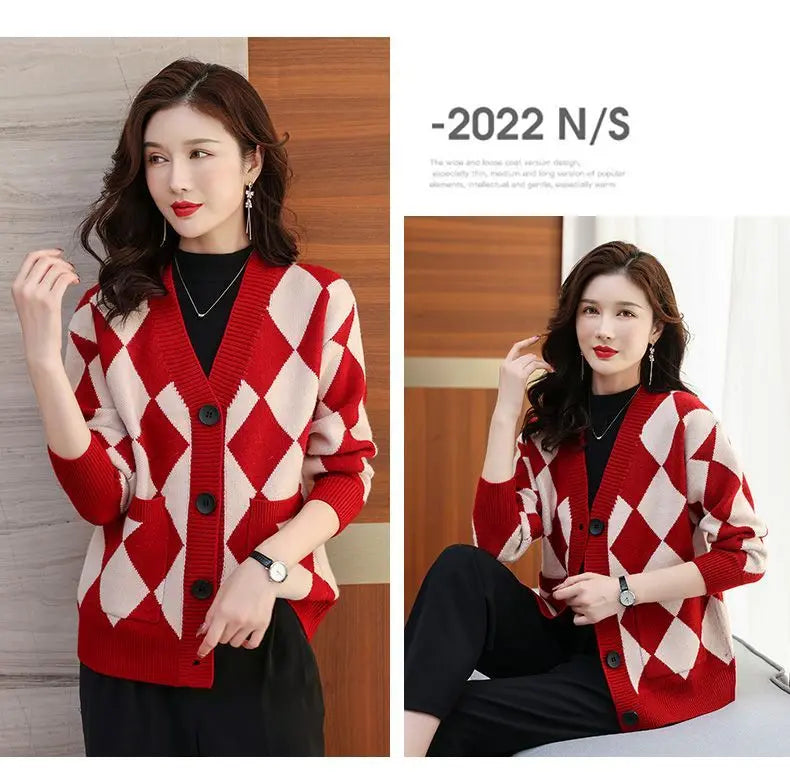 Spring Autumn New Long Sleeve Loose Vintage Cardigan