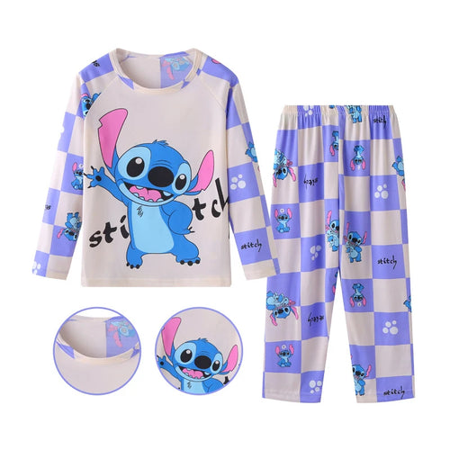 New Spring Children's Clothing Sets Stitch Angel Boy Sleepwear Long