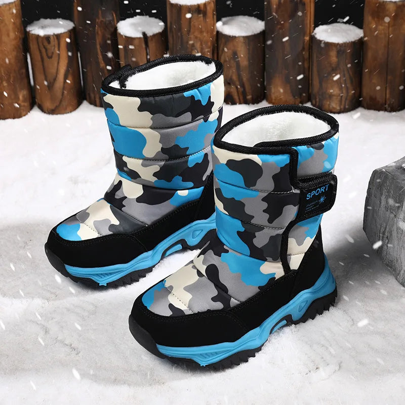 Winter Kinderschuhe mit  Plüsch  aus wasserdichten Stoff rutschfest!