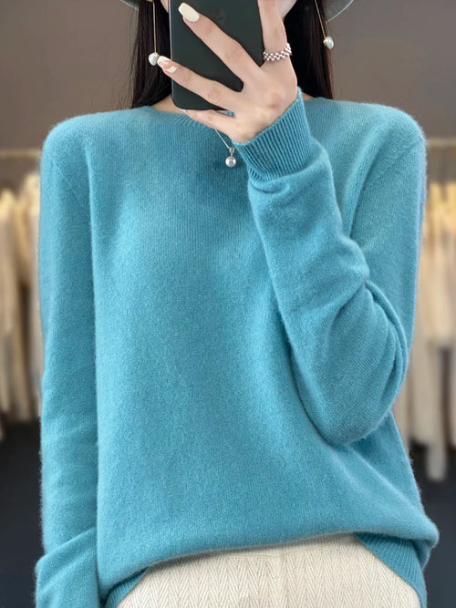 Women 100% Pure Merino Wool Knitted Sweater Autumn Winter Fashion