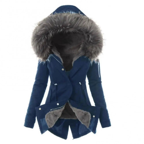 Warm Winter Women Faux Fur Hooded Cotton Down Jacket Casual Outwear