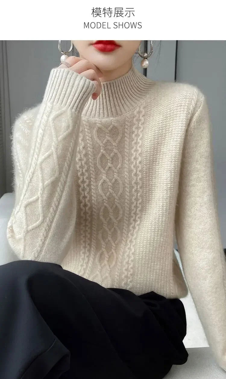 Damen-Rollkragenpullover aus 100% Kaschmir in großen Größen bis 6XL