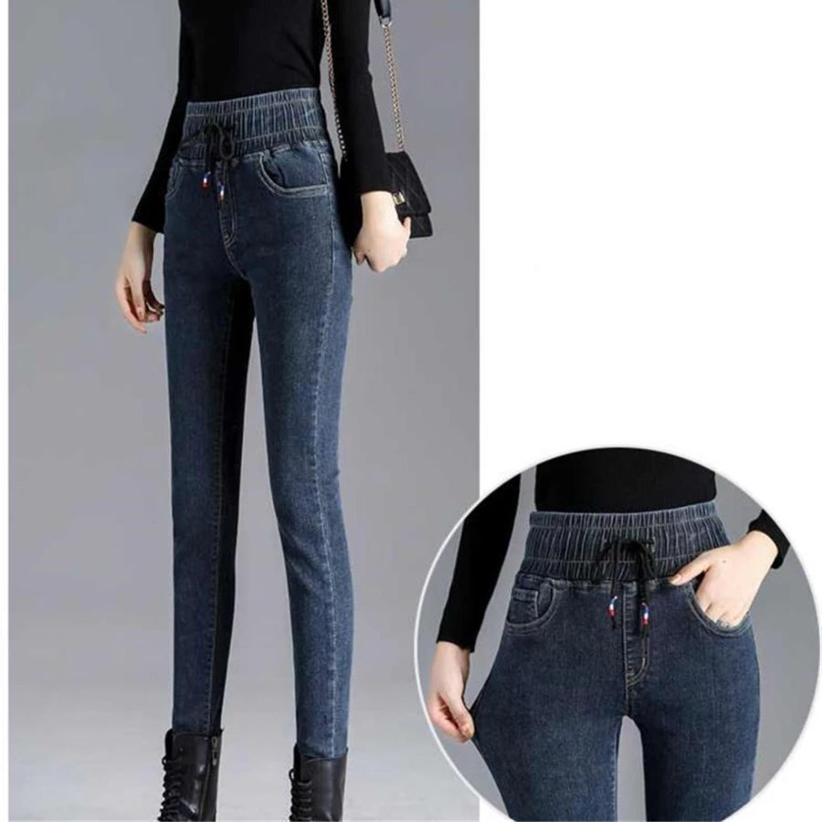 Oversize Klassische Stretch Dünne Jeans der Frauen Dünne Denim Hosen