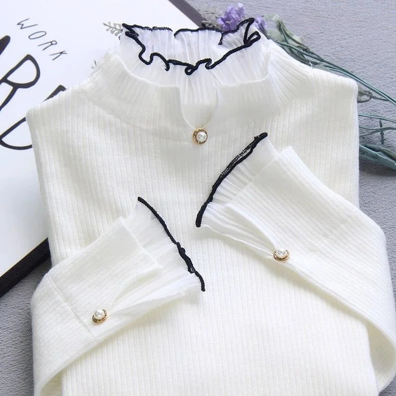 Spring Autumn Cashmere Sweater Women's Knitted Sweater Half High