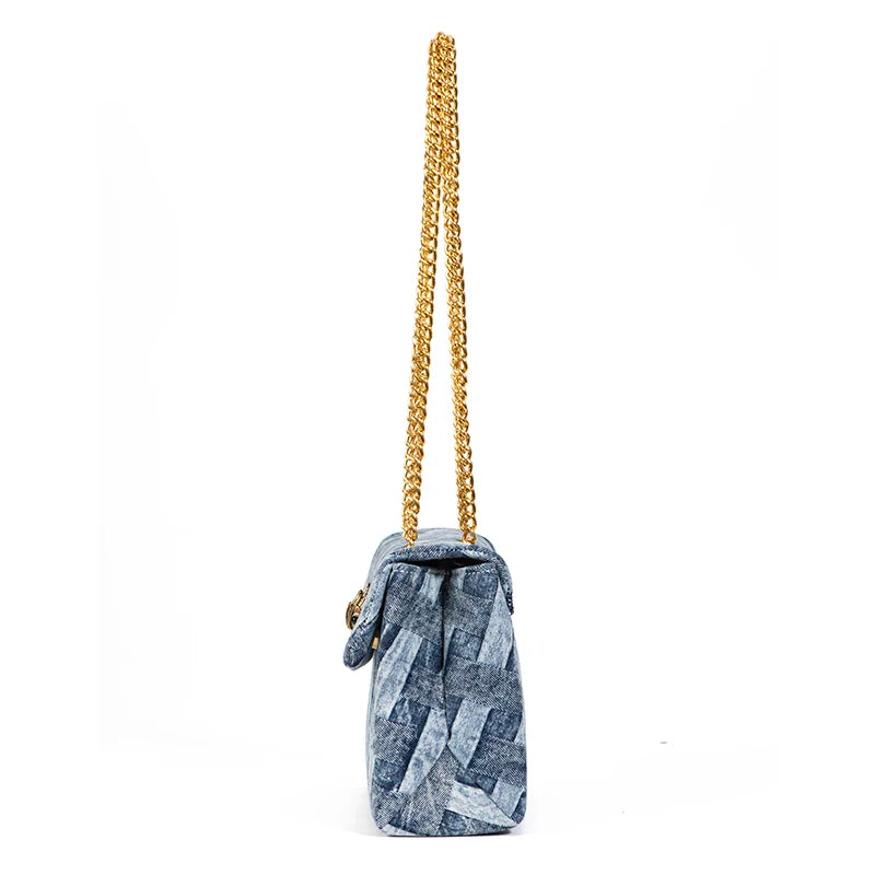 Large Size Denim Handbag Luxury Design Washed Denim Cross Body Bag