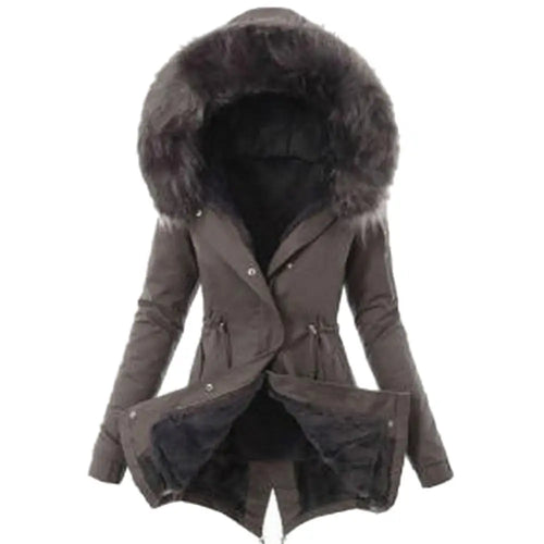 Warm Winter Women Faux Fur Hooded Cotton Down Jacket Casual Outwear