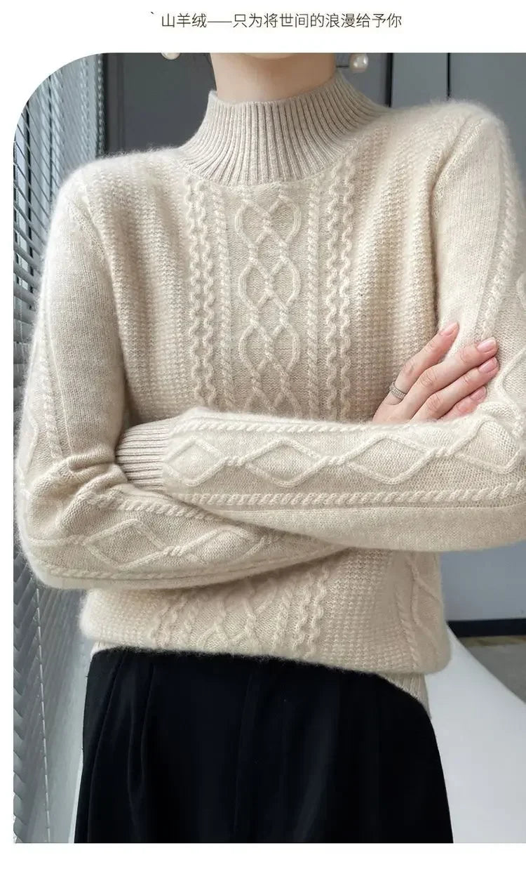 Damen-Rollkragenpullover aus 100% Kaschmir in großen Größen bis 6XL