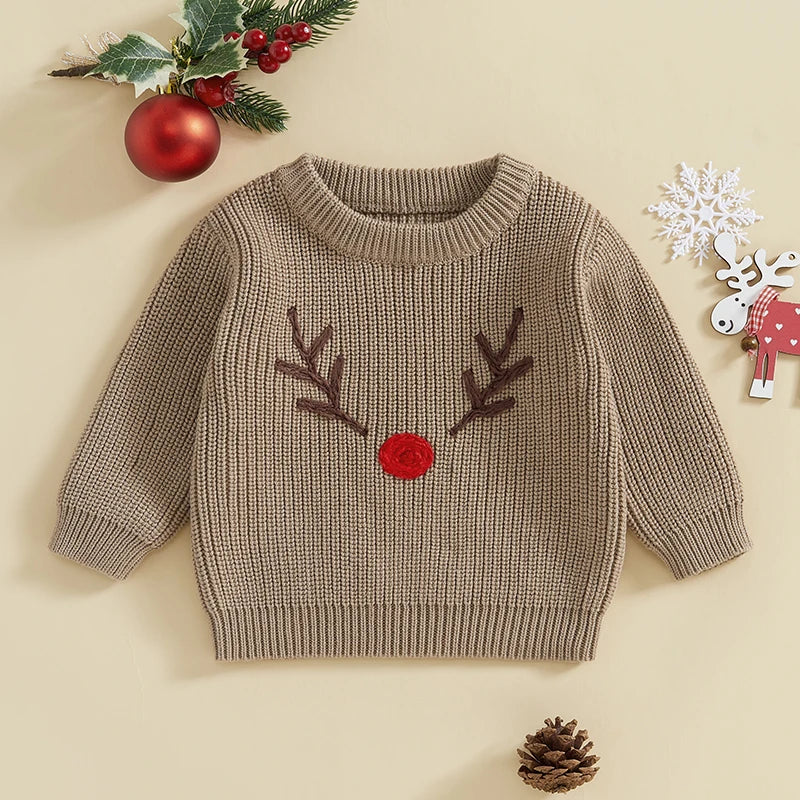 Infant Baby Girls Boys Christmas Knit Sweater Long