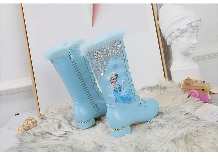 Disney Girls'  Kunstleder Elsa Stiefel gefüttert