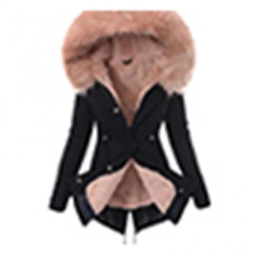 Warm Winter Women Faux Fur Hooded Cotton Down Jacket Casual Outwear