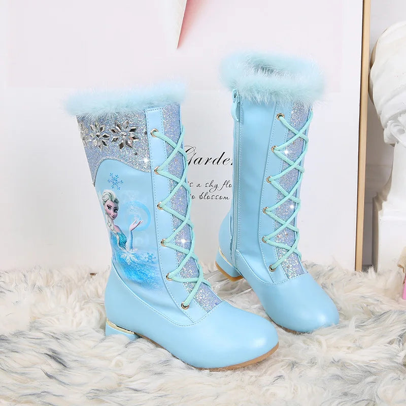 Disney Girls'  Kunstleder Elsa Stiefel gefüttert