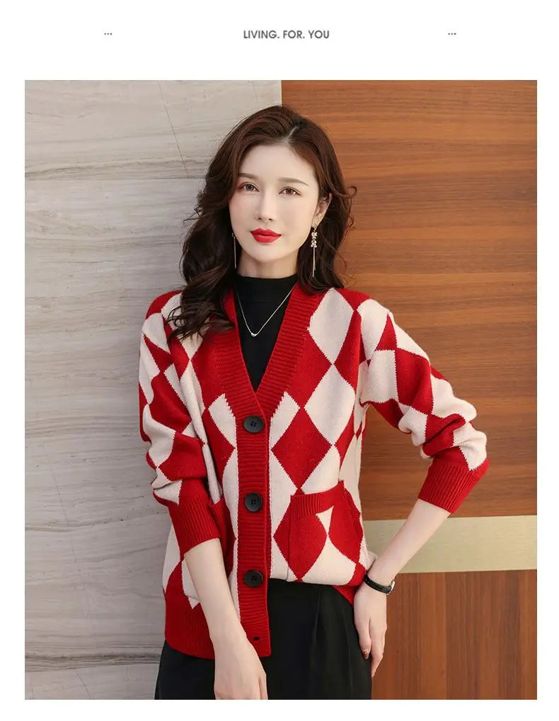 Spring Autumn New Long Sleeve Loose Vintage Cardigan