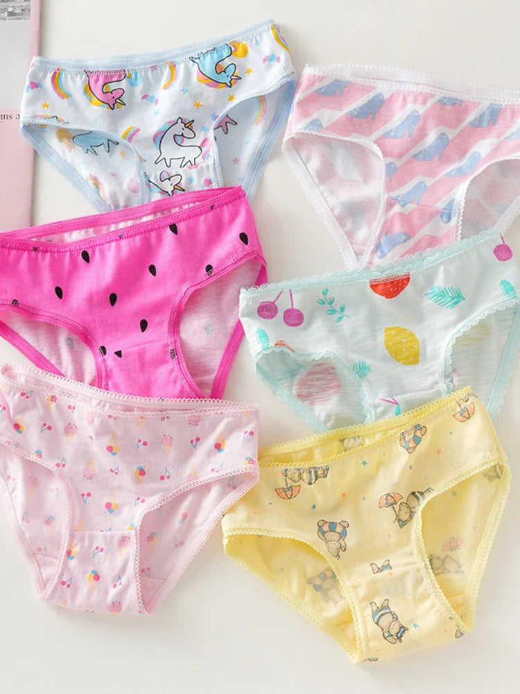 12 Pcs/Lot Cotton Panties Girls Kids Short Briefs Children Underwear